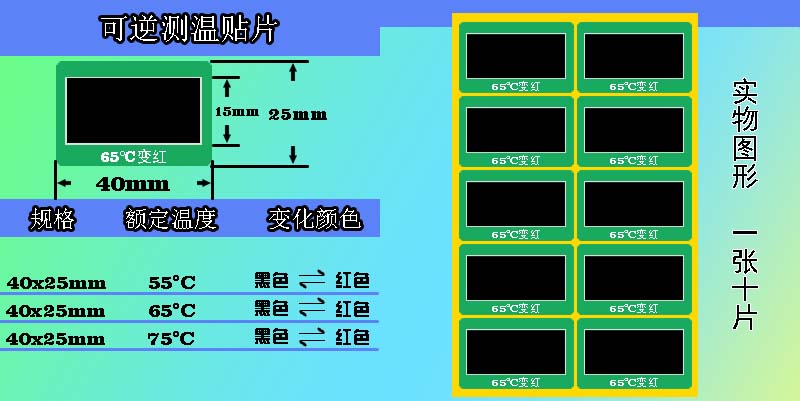 可逆變色測(cè)溫貼片